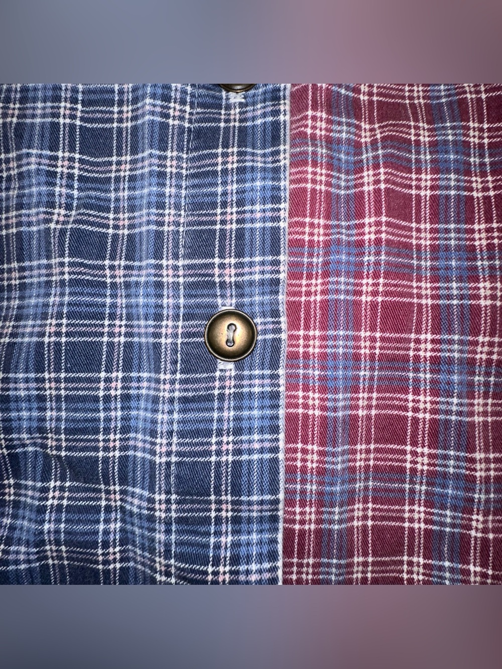 Vintage 100% Cotton Patchwork Button Up | Lightweight 4th of July Chambray M - Picture 6 of 12